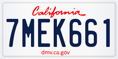 CA license plate 7MEK661