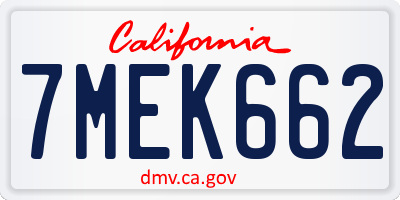 CA license plate 7MEK662