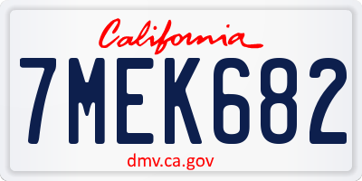 CA license plate 7MEK682