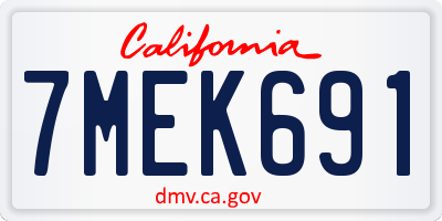 CA license plate 7MEK691