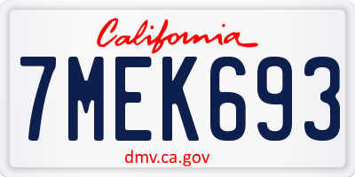 CA license plate 7MEK693