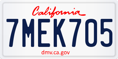 CA license plate 7MEK705
