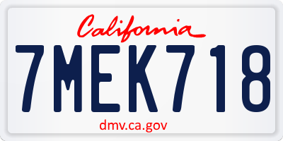 CA license plate 7MEK718