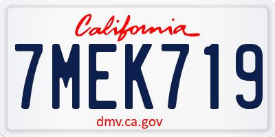 CA license plate 7MEK719