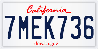 CA license plate 7MEK736