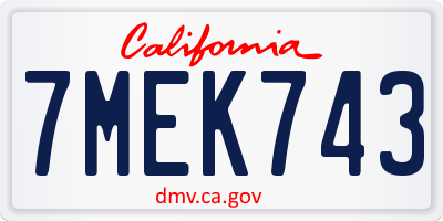 CA license plate 7MEK743
