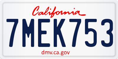 CA license plate 7MEK753