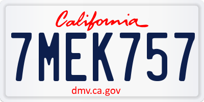 CA license plate 7MEK757