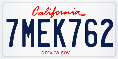 CA license plate 7MEK762