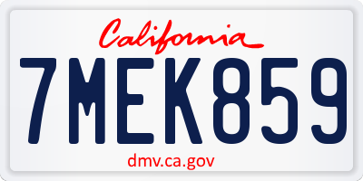 CA license plate 7MEK859