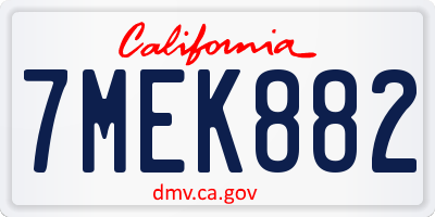 CA license plate 7MEK882