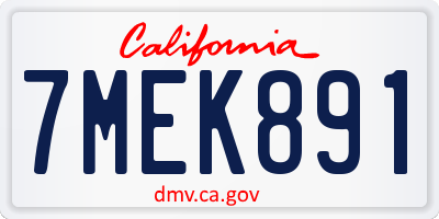 CA license plate 7MEK891