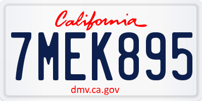 CA license plate 7MEK895