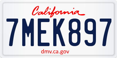 CA license plate 7MEK897