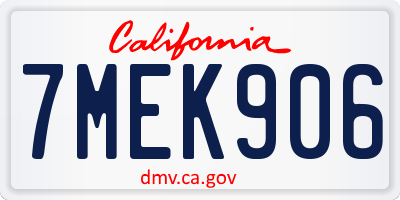 CA license plate 7MEK906