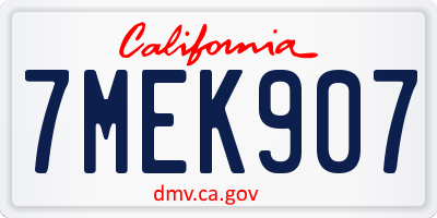 CA license plate 7MEK907