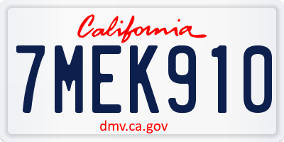CA license plate 7MEK910