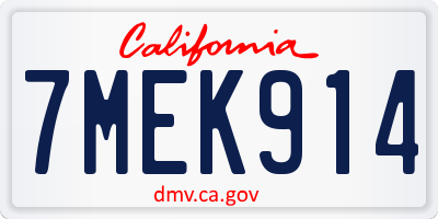 CA license plate 7MEK914