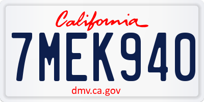 CA license plate 7MEK940