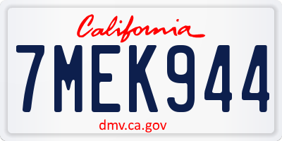 CA license plate 7MEK944