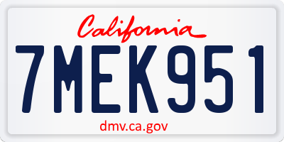 CA license plate 7MEK951