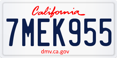CA license plate 7MEK955