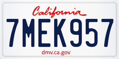 CA license plate 7MEK957