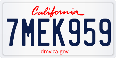 CA license plate 7MEK959