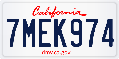 CA license plate 7MEK974