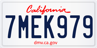 CA license plate 7MEK979