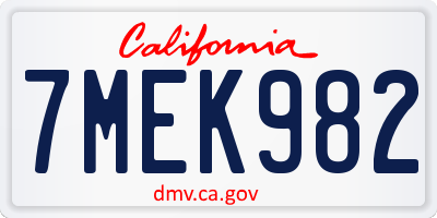 CA license plate 7MEK982