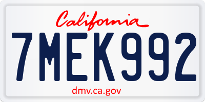 CA license plate 7MEK992