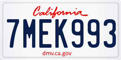 CA license plate 7MEK993