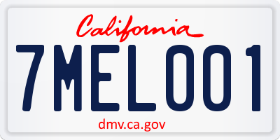 CA license plate 7MEL001