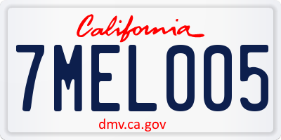 CA license plate 7MEL005