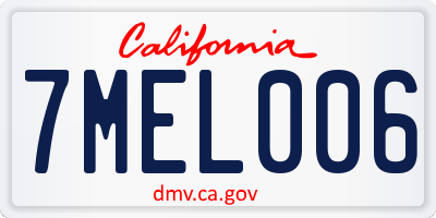 CA license plate 7MEL006