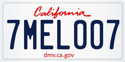 CA license plate 7MEL007