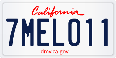 CA license plate 7MEL011