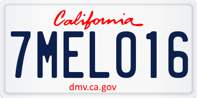 CA license plate 7MEL016