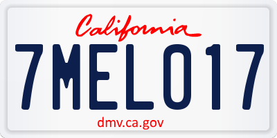 CA license plate 7MEL017