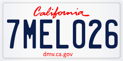 CA license plate 7MEL026