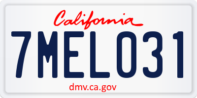 CA license plate 7MEL031