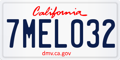 CA license plate 7MEL032