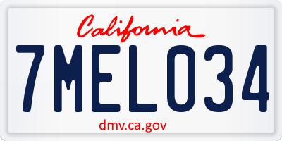 CA license plate 7MEL034
