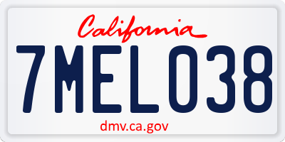 CA license plate 7MEL038
