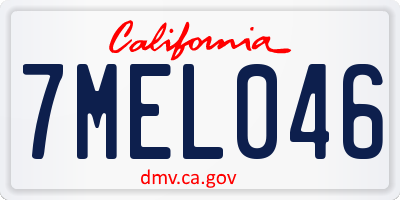 CA license plate 7MEL046