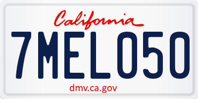CA license plate 7MEL050