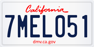 CA license plate 7MEL051