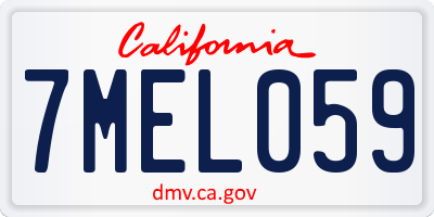 CA license plate 7MEL059