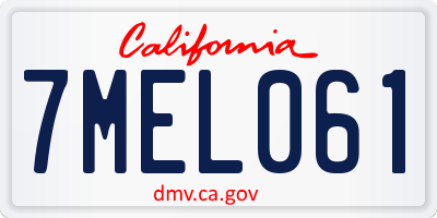 CA license plate 7MEL061